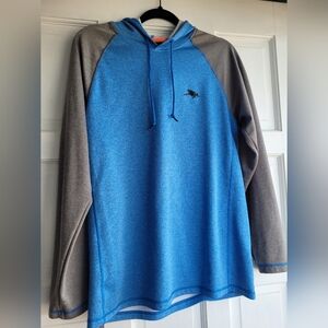 Mens Oakley Blue And Gray Hooded Lightweight Pullover, Size Medium